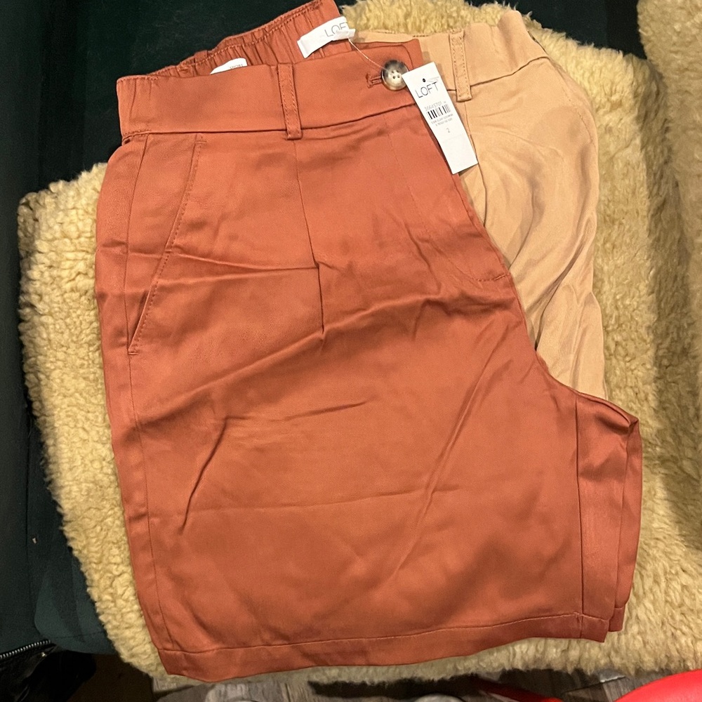 Loft Rust and Tan Shorts Set